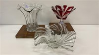 Glass Vase, Pedestal Candy Dish and Center Piece