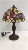 Tiffany style lamp with stained glass shade