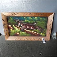 Framed Velvet Deer Painting