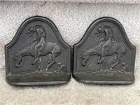 Pr Vintage The Last Trail Iron Bookends - (marked)