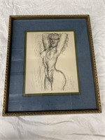 Mid Century Modern Nude Abstract Etching 14X16