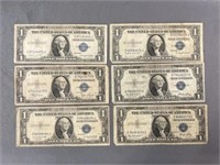 (6) $1.00 Silver Certificates