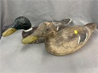 (2) Carved Wood Duck Decoys