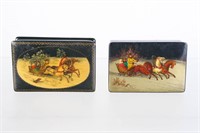 Signed Russian Lacquer Boxes ca. 19th C