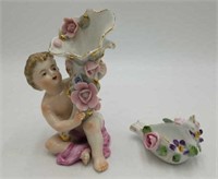 Vintage Ucagco Porcelain Child Figurine & Swan