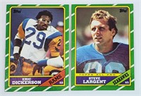 1986 ERIC DICKERSON, STEVE LARGENT TOPPS CARDS