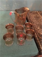 Gold trimmed pitcher & tumblers