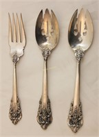(3)pc Wallace Grande Baroque Serving Spoons & Fork