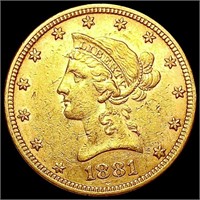 1881 $10 Gold Eagle NEARLY UNCIRCULATED