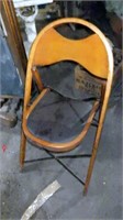 17-Vintage Wood Folding Chairs-leather top G
