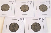 5 - 1945 S Jefferson Silver War Nickels