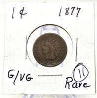 1877 Cent G-VG