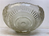 Large vintage glass punch bowl