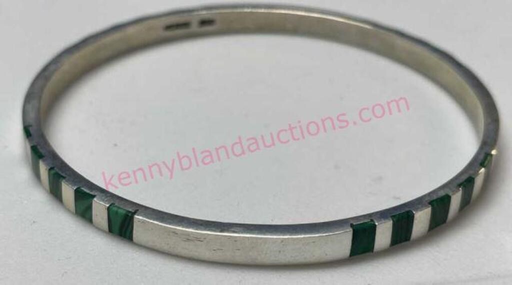 Mexico .950 Malachite bangle bracelet (20.2g)