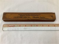 Glesne Bros., Elkader Iowa Adv. Wood Pencil Case,