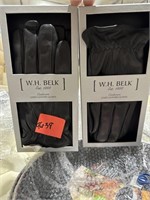 Lot of 2 W.H BELK cashmere lined leather gloves