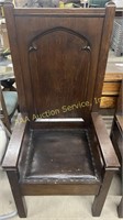 Gothic revival ecclesiastical wood chair, some
