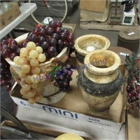 Crock vases w/ grapes