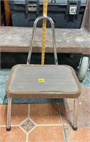 Vtg Metal Step Stool Great Handle & Condition
