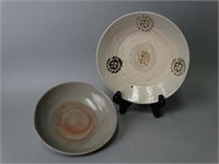 Lot of 2 Antique Asian Celadon Glazed Dishes