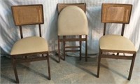 3 Stakmore Cane Back Folding Chairs V5B