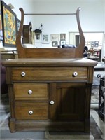 ELM EASTLAKE STYLE WASHSTAND W/TOWEL BAR