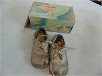 Old Leather Baby Shoes in Wee Walker Shoe Box
