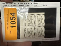 1964 STAMP BLOCK NH PL# 1984 GREAT AMERICANS ISS