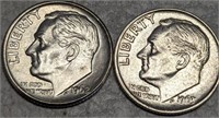 1962 D AND 1963 UNC ROOSEV. SILVER DIMES