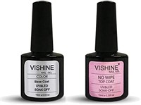 Vishine Gel Nail Polish Set - No Wipe Top Coat &