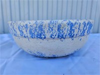 Vintage Blue Spongeware Pottery Serving