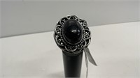 German Silver Blue Sun Stone Ring Size 8