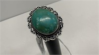 German Silver Turquoise Stone Ring Size 8