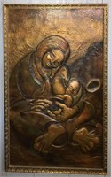 High Relief Copper Plaque Signed Feo Fernandez