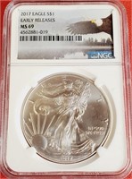 (40) - 2017 MS 69 EARLY RELEASE EAGEL $1 COIN