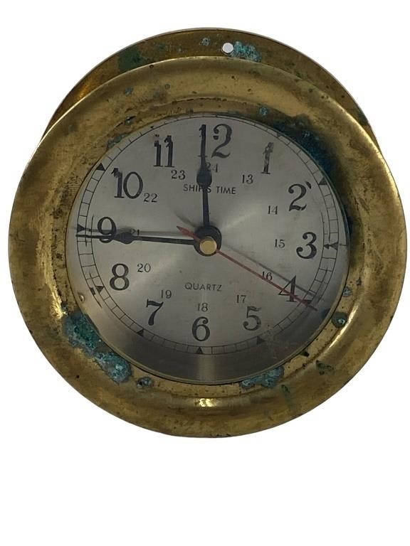 Vintage Ships Time Quartz Brass Clock