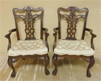 Beautifully Carved Chippendale Mahogany Armchairs.