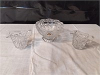 Crystal Creamer Glasses and Bowl