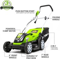 Greenworks 14-Inch 9 Amp Corded Lawn Mower MO09B01