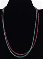 Ruby & Emerald rough cut stones necklace - 2