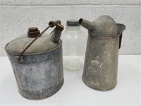 Vintage Galvanized  Cans & 1 Gal Jar