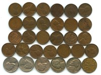22 Wheat Cents (1940's), 5 Jefferson Nickels