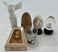 Egg Decor, Thimble, Shot Glass, & Angel Decor