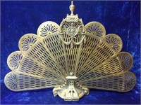 Spectacular Art Nouveau Brass Peacock Fireplace