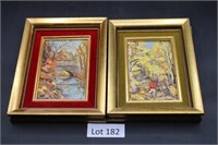 (2) Framed Canvas Painting & Nature Scene