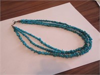 Turquoise Beaded Necklace with Sterling Silver