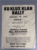 Vintage 1980 TN Ku Klux Klan Rally Poster