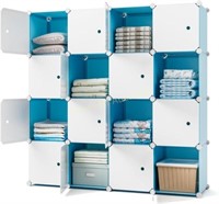 GIMTRR 16 Cubes Storage Shelf with Doors  Blue