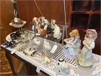 Porcelain Figurines with Two Tier Stand