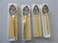 4 Enamelled Spoons